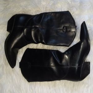 Thom Mcan Vintage Black Western Cowboy Leather Heeled Boot Size 8